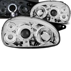 Μπροστινά Φανάρια Set Για Opel Corsa B 93-00 Angel Eyes & Led Χρωμίου H1/H1 Sonar