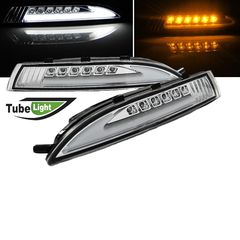 Μπροστινά Φλας Για Vw Scirroco 08-14 Led Tube & DRL Χρώμιο 2 Τεμάχια Reliable Auto Parts