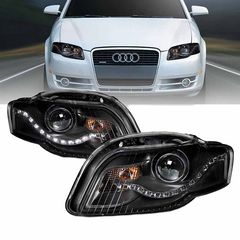 Μπροστινά Φανάρια Set Για Audi A4 B7 04-08 Μαύρα H9 Με Μοτέρ Eagle Eyes