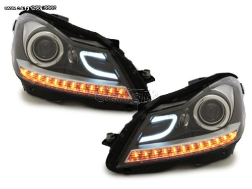 LED ΦΑΝΑΡΙΑ AMG LOOK ΓΙΑ MERCEDES-BENZ C-CLASS (W204)(ΜΑΥΡΟ)