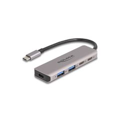 USB-C hub DELOCK 2xUSB/2x USB-C θύρες με μεταφορά δεδομένων έως 5Gbps σε γκρι χρώμα