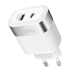 Φορτιστής Ταξιδίου Hoco C58A Prominent USB & Type-C Fast Charging PD & QC3 5V/3A 18W Λευκός με Intelligent Balance