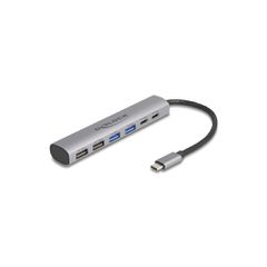 DELOCK USB-C hub με 4x USB/2x USB-C θύρες & ταχύτητα μεταφοράς δεδομένων 10Gbps σε γκρι χρώμα