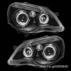 VW PoLO 05 Head Lamp (HU215EM-02-1-E-01 05-) (HU215E1-02-1-E-01 05-) WWW EAUTOSHOP GR angel eyes vw polo