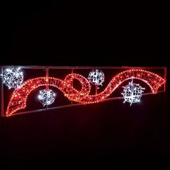 Διακοσμητικό RIBBON BALLS δεξί με 512 LED 6m φωτοσωλήνα 16m λαμπάκια σε σειρά με κόκκινο-ψυχρό χρώμα φωτός IP65 200x60