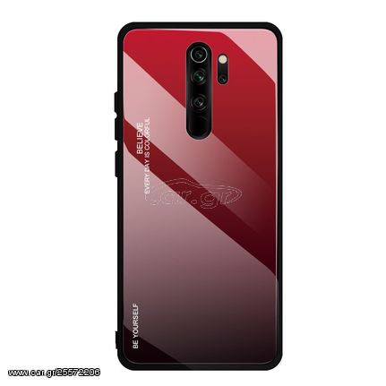 Θήκη Gradient Glass Durable Cover with Tempered Glass Back Xiaomi Redmi Note 8 Pro black red