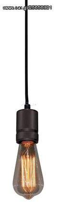 Φωτιστικό οροφής Industrial κρεμαστό ανάρτηση μονόφωτο Beretta μαύρο πλαστικό καλώδιο με μεταλλικό μαύρο ντουί | Homelighting | 77-3206