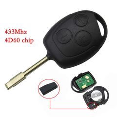 Κλειδί - Κέλυφος με τσιπάκι 433MHz 4D60 (3 Κουμπιά) Ford Mondeo Focus II Fiesta Transit