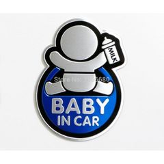 Baby in Car Αυτοκόλλητο Αυτοκινήτου Αλουμινίου Blue