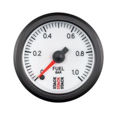 Stack Gauge, Fuel Press, Pro Stepper Motor, 52Mm, Wht, 0-1 Bar, M10 Male