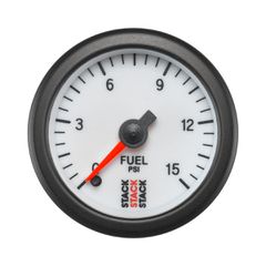 Stack Gauge, Fuel Press, Pro Stepper Motor, 52Mm, Wht, 0-15Psi, 1/8" Nptf Male