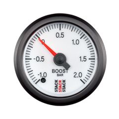 Stack Gauge, Boost Press, Pro Stepper Motor, 52Mm, Wht, -1 To +2 Bar, Incl. T-Fitting