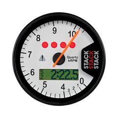 Stack Display Tachometer, White, 0-4-10.5K Rpm