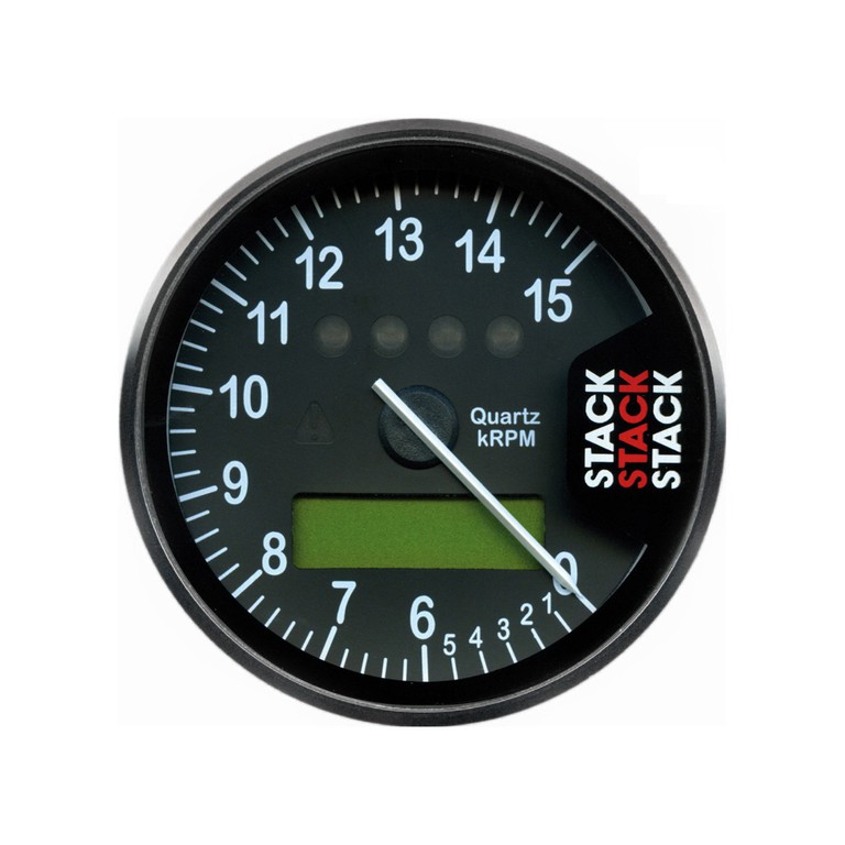 Stack Display Tachometer, Black, 0-6-15K Rpm