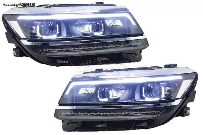 LED Headlights suitable for VW Tiguan II Mk2 (2016-up) R-Line Matrix Design Sequential Dynamic Turning Lights www.eautoshop.gr