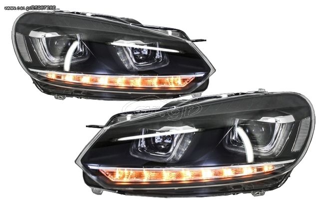 εμπρος προφυλακτηρα Front Bumper suitable for VW Golf VI 6 (2008-2013) R20 Look with Headlights 3D LED DRL U-Design LED Flowing Turning Light www.eautoshop.gr