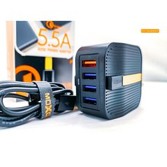 Φορτιστής Moxom MX-HC09 5.5A 4 USB θήρες Quick Charge 3 με καλώδιο Micro Usb