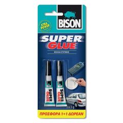 Κόλλα Bison 66988 Super Glue 2x3gr λεπτόρρευστη κυανοακρυλική