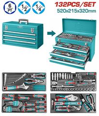 Εργαλειοθήκη Μεταλλική TOTAL Επαγγελματική με 132 τεμάχια Εργαλεία ( THPTCS71321 )