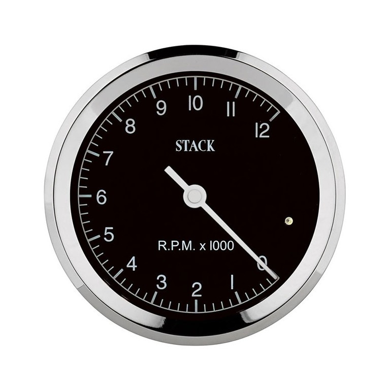 Stack Tachometer, Classic, 80Mm, Black, 0-12K Rpm
