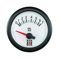 Stack Gauge, Oil Press, Electric, 52Mm, Wht, 0-7 Bar, M10 Male