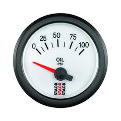 Stack Gauge, Oil Press, Electric, 52Mm, Wht, 0-100Psi, 1/8" Nptf