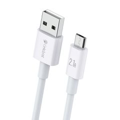 Καλώδιο Micro USB σε USB CELEBRAT CB-24M 2.1A με μήκος καλωδίου 1.2m σε λευκό χρώμα