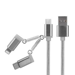 ΚΑΛΩΔΙΟ USB ΦΟΡΤΙΣΗΣ 1M ΜΕ 3 ΒΥΣΜΑΤΑ SILVER QH-C3130