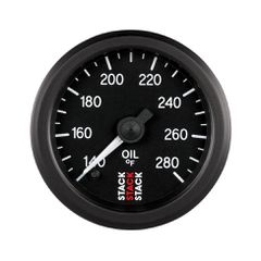 Stack Gauge, Oil Temp, Pro Stepper Motor, 52Mm, Blk, 140-280ºf, 1/8" Nptf Male