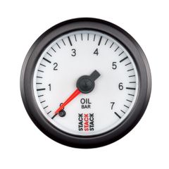 Stack Gauge, Oil Press, Pro Stepper Motor, 52Mm, Wht, 0-7 Bar, M10 Male