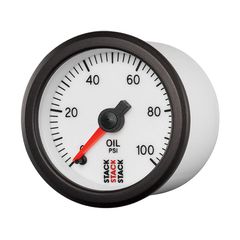 Stack Gauge, Oil Press, Pro Stepper Motor, 52Mm, Wht, 0-100Psi, 1/8" Nptf Male