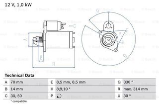 Μίζα MERCEDES A CLASS 2001 - 2004 ( W168 ) BOSCH 0 986 018 570