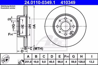 Δισκόπλακες ALFA ROMEO MITO 2008 - 2013 ATE 24.0110-0349.1