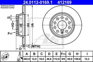 Δισκόπλακες VW GOLF 2004 - 2008 ( Mk5 ) ATE 24.0112-0169.1