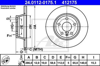 Δισκόπλακες AUDI TT 2006 - 2011 ( 8J ) ATE 24.0112-0175.1