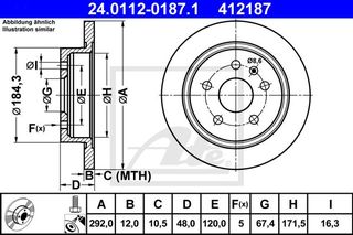 Δισκόπλακες OPEL INSIGNIA 2008 - 2013 ATE 24.0112-0187.1