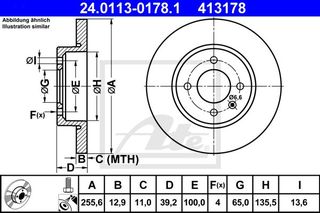 Δισκόπλακες VW GOLF 1992 - 1998 ( Mk3 ) ATE 24.0113-0178.1