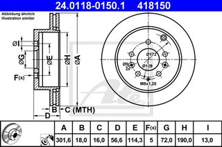 Δισκόπλακες MAZDA CX7 2007 - 2010 ( ER ) ATE 24.0118-0150.1