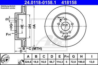 Δισκόπλακες MAZDA CX7 2007 - 2010 ( ER ) ATE 24.0118-0158.1