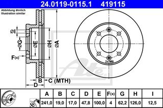 Δισκόπλακες HYUNDAI GETZ 2002 - 2005 ( TB ) ATE 24.0119-0115.1