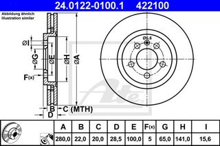 Δισκόπλακες VW GOLF 1992 - 1998 ( Mk3 ) ATE 24.0122-0100.1