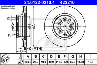 Δισκόπλακες VW GOLF 2004 - 2008 ( Mk5 ) ATE 24.0122-0210.1