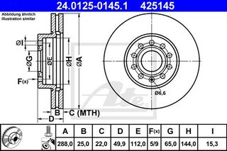 Δισκόπλακες VW GOLF 2004 - 2008 ( Mk5 ) ATE 24.0125-0145.1