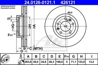 Δισκόπλακες PEUGEOT 407 2004 - 2008 ( 6D_ ) ATE 24.0126-0121.1