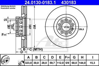 Δισκόπλακες VW PHAETON 2002 - 2010 ATE 24.0130-0183.1