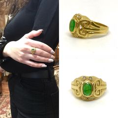 Δαχτυλιδι 18k με Σμαράγδι και Μπριγιάν