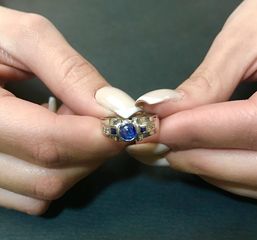 Δαχτυλιδι 18k με Ζαφειρια και Μπριγιάν