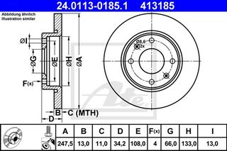 Δισκόπλακες PEUGEOT 206 2009 - ( PLUS ) ATE 24.0113-0185.1