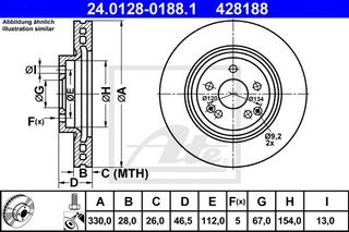 Δισκόπλακες MERCEDES C CLASS 2000 - 2003 ( W203 ) ATE 24.0128-0188.1