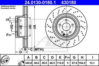 Δισκόπλακες MERCEDES C CLASS 2000 - 2003 ( W203 ) ATE 24.0130-0180.1